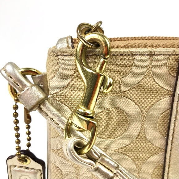Coach Julia Optic Art Lurex Gold Wristlet - Picture 6 of 8